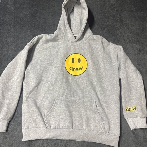 Drew Skate House Gray Smiley Face Hoodie Sweatshirt Adult - Picture 1 of 7